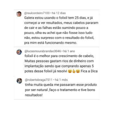 Antes e depois do uso do suplemento Folixil Plus